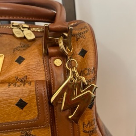 Vintage MCM Cognac Visetos Boston Doctor’s Bag Purse Double Handle Zip Pre-loved - Picture 9 of 9